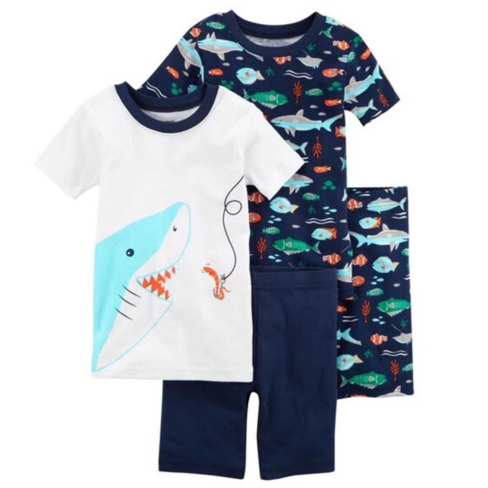 Carter’s Boys Shark and Fish Shirt and Shorts Pajamas - Picture 1 of 1
